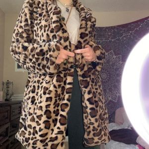 LOVE TREE CHEETAH FAUX FUR COAT